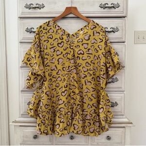 Vici Yellow Hearts Romantic Top